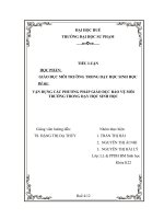 VẬN DỤNG CÁC PHƯƠNG PHÁP GIÁO DỤC BẢO VỆ MÔI TRƯỜNG TRONG DẠY HỌC SINH HỌC