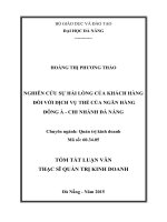 Nghiên cứu sự hài lòng khách hàng đối với dịch vụ thẻ của ngân hàng Đông Á, chi nhánh Đà Nẵng