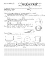 Đề kiểm tra Toán cuối học kì 1 năm học 2010-2011