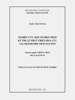tóm tắt luận án Nghiên cứu một số biện pháp kỹ thuật phát triển hoa cúc tại thành phố Thái Nguyên