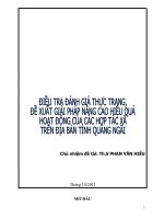 điều tra đánh giá thực trạng đề xuất giải pháp nâng cao hiệu quả hoạt động của các hợp tác xã trên địa bàn tỉnh quảng ngãi