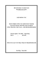 Hoàn thiện công tác kiểm soát nội bộ tại ngân hàng TMCP công thương Việt Nam, chi nhánh Bình Định