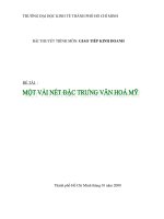 Bài tiểu luận giao tiếp kinh doanh đặc trưng văn hóa mỹ