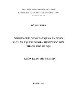 Nghiên cứu công tác quản lý Ngân sách xã Trung Giã, huyện Sóc Sơn, thành phố Hà Nội
