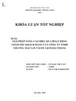 Giải pháp nâng cao hiệu quả hoạt động chăm sóc khách hàng của Công ty TNHH Thương mại vận tải du lịch Hải Thắng