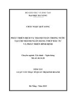 Phát triển dịch vụ trong nước tại chi nhánh ngân hàng TMCP đầu tư và phát triển Bình Định