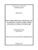 tóm tắt luận văn Hoàn thiện kiểm soát nội bộ thu, chi tại trường cao đẳng nghề cơ điện xây dựng và nông lâm Trung Bộ