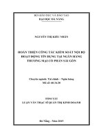 Hoàn thiện công tác kiểm soát nội bộ hoạt động tín dụng tại ngân hàng TMCP Sài Gòn