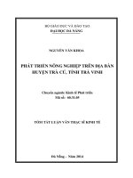 Phát triển nông nghiệp trên địa bàn Huyện Trà Cú, Tỉnh Trà Vinh