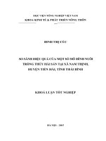 So sánh hiệu quả của một số mô hình nuôi trồng thủy sản tại xã Nam Thịnh- Huyện Tiền Hải- Tỉnh Thái Bình