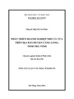 Phát triển doanh nghiệp nhỏ và vừa trên địa bàn Huyện Càng Long, Tỉnh Trà Vinh