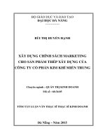 Xây dựng chính sách marketing cho sản phẩm thép xây dựng của công ty cổ phần kim khí Miền Trung