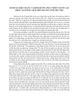 ĐÁNH GIÁ HIỆN TRẠNG VÀ ĐỊNH HƯỚNG PHÁT TRIỂN NGUỒN LAO ĐỘNG  NGÀNH DU LỊCH TRÊN ĐỊA BÀN TỈNH PHÚ THỌ