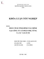 Phân tích tình hình tài chính tại công ty cổ phần phụ tùng và tư vấn ô tô