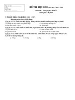Đề Kiểm tra HKII môn Công nghệ 7