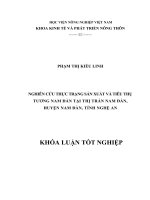 Nghiên cứu thực trạng sản xuất và tiêu thụ tương Nam Đàn tại thị trấn Nam Đàn,huyện Nam Đàn, tỉnh Nghệ An