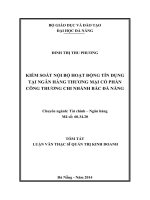 Kiểm soát nội bộ hoạt động tín dụng tại ngân hàng TMCP công thương, chi nhánh Bắc Đà Nẵng