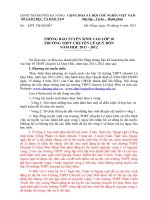 Thông tin tuyển sinh Trường chuyên Lê Quý Đôn (Đà Nẵng)