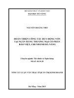 Hoàn thiện công tác huy động vốn tại ngân hàng TMCP Bảo Việt, chi nhánh Đà Nẵng