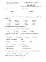 Đề+ĐA kiểm tra HKI môn TA 10 năm học 10-11