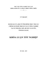 Đánh giá của hộ về tình hình thực thi các chính sách hỗ trợ sản xuất nông nghiệp tại xã Thượng Sơn, huyện Vị Xuyên, tỉnh Hà Giang