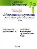 NÔNG NGHIỆP SINH THÁI VÀ CÔNG NGHIỆP SINH THÁI TRONG QUẢN LÝ MÔI TRƯỜNG BỀN VỮNG