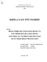 Hoàn thiện kế toán bán hàng và xác định kết quả bán hàng tại công ty cổ phần thương mại xuất nhập khẩu Hoàng Bảo