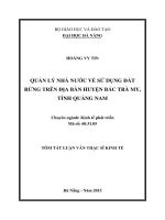 Quản lý nhà nước về sử dụng đất rừng trên địa bàn Huyện Bắc Trà My, Tỉnh Quảng Nam