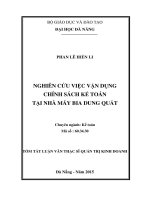 Nghiên cứu vận dụng chính sách kế toán tại nhà máy bia Dung Quất