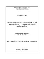 Kế toán quản trị chi phí sản xuất tại công ty cổ phần thuỷ sản Nhật Hoàng