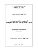 Giải pháp giảm nghèo ở Huyện Minh Hóa, Tỉnh Quảng Bình