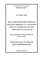 Hoàn thiện kênh phân phối sản phẩm bia Serepok của chi nhánh công ty cổ phần bia Sài Gòn - Miền Trung tại ĐắK lắk