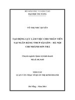 Tạo động lực làm việc cho nhân viên tại ngân hàng TMCP Sài Gòn - Hà Nội, chi nhánh Sơn Trà