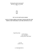 Kinh nghiệm quản lý hoạt động giáo dục ngoài giờ lên lớp trong tiết sinh hoạt tập thể lớp hàng tuần