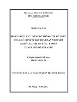 Hoàn thiện việc công bố thông tin kế toán của các công ty bất động sản niêm yết tại sở giao dịch chứng khoán Thành phố Hồ Chí Minh