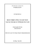 Hoàn thiện công tác kế toán tại cục Hải quan Tỉnh Quảng Nam