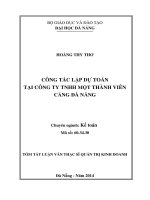 Công tác lập dự toán tại công ty TNHH một thành viên cảng Đà Nẵng
