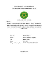 Nghiên cứu mức sẵn lòng chi trả của người dân để cải thiện môi trường nước do ô nhiễm môi trường tại làng nghề bún ở Phường Khắc Niệm, thành phố Bắc Ninh, tỉnh Bắc Ninh