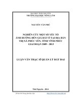 Nghiên cứu một số yếu tố ảnh hưởng đến giá đất ở tại địa bàn thị xã Phúc Yên, tỉnh Vĩnh Phúc giai đoạn 2009-2013