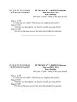 Đề+ĐA kiểm tra HKI môn Sinh học 10(NC) năm học 10-11