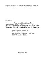 Phương pháp để học sinh có kỹ năng vận dụng kiến thức vào việc giải bài tập Hóa học có hiệu quả