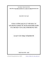 Tăng cường quản lý vốn đầu tư xây dựng cơ bản từ ngân sách nhà nước của huyện Văn Lâm, tỉnh Hưng Yên