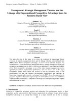 Management, Strategic Management Theories and the  Linkage with Organizational Competitive Advantage from the  ResourceBased View