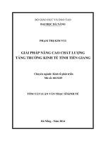 Giải pháp nâng cao chất lượng tăng trưởng kinh tế Tỉnh Tiền Giang