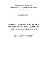 Giải pháp thu gom và xử lý rác thải sinh hoạt trên địa bàn xã Quỳnh Khê, huyện Quỳnh Phụ, tỉnh Thái Bình