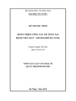 Hoàn thiện công tác kế toán tại bệnh viên mắt - Thành phố Đà Nẵng
