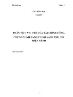Phân tích vai trò của tài chính công, chứng minh bằng chính sách thu chi hiện hành