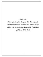 Đánh giá công tác đất dai,cấp giấy chứng nhận quyền sử dụng đất ở Đông Hưng,Thái Bình