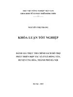 Đánh giá thực thi chính sách hỗ trợ phát triển Hợp tác xã ở xã Đồng Tân, huyện Ứng Hòa, Thành phố Hà Nội