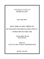 Hoàn thiện tổ chức thông tin kế toán hàng tồn kho tại tổng công ty cổ phần dệt may Hòa Thọ